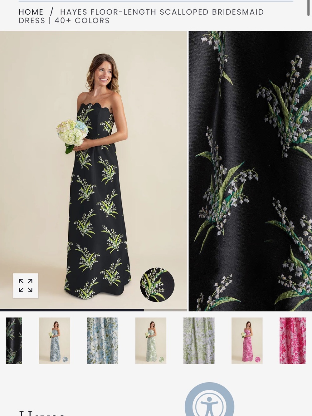 LulaKate Lily of the Valley Dress: Hayes Scalloped Strapless Floral — Black